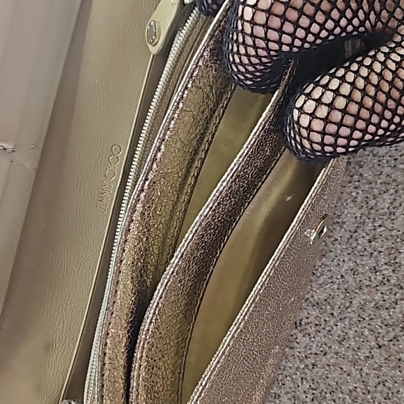 Jimmy Choo Metallic Bronza Gold Silver Star Stud Long Snap Front Flap Wallet - Picture 7 of 11